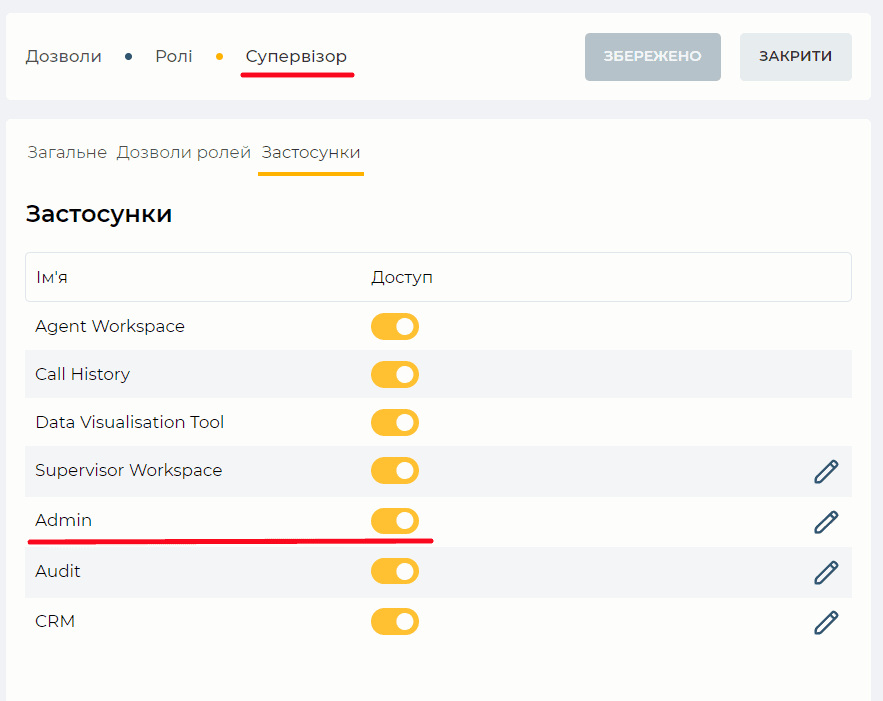 Дозвіл ролі Супервізор на доступ до програми&nbsp;Admin.png